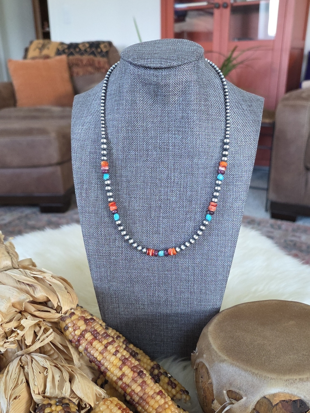 NWOT Native American Navajo Pearls With Turquoise & Spiny Oyster Necklace 🩵❤️💜